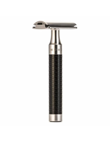 Muhle Rocca Safety Razor Stainless Steel Black Handle R96