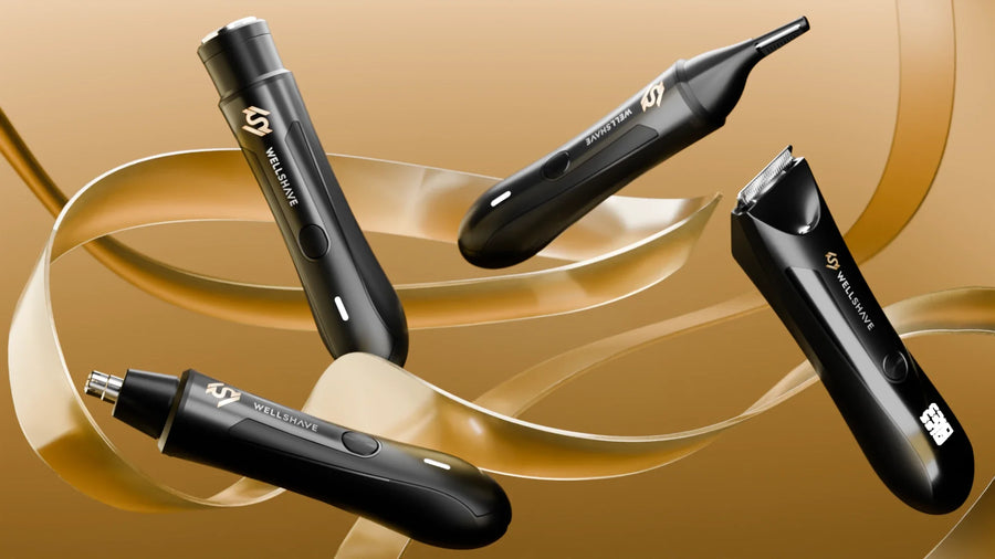 Wellshave Package 3.0 multigroom set met verschillende opzetstukken visueel gepresenteerd voor complete verzorging